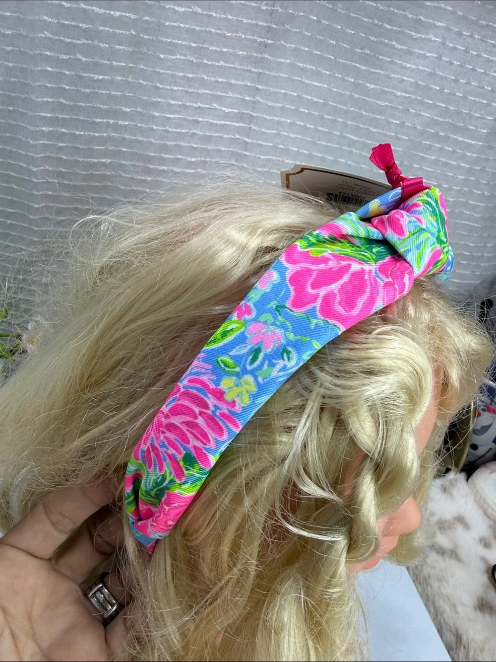 (H) Lilly Pulitzer Pink, Blue & Green Floral Knot Headband